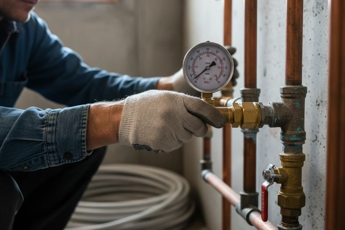 Pressure testing a repaired line during Water Line Repair in Brilliant